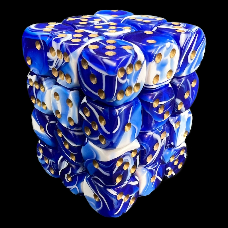 D&G Marble Blue & White 36 x D6 Dice Set
