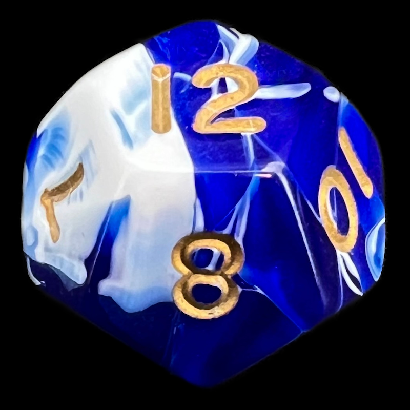 D&G Marble Blue & White D12 Dice