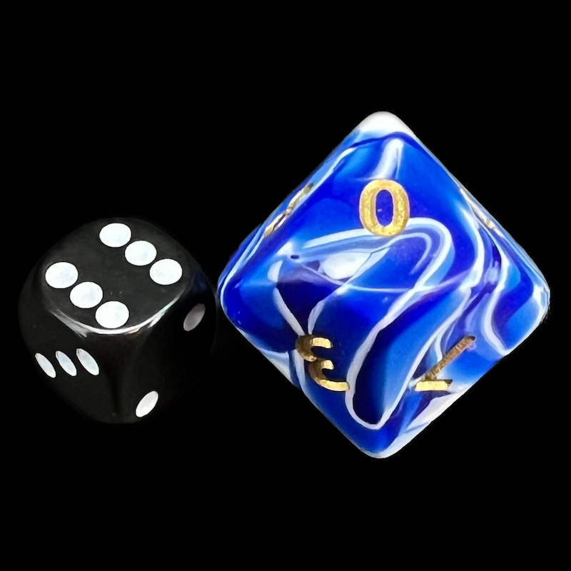 D&G Marble Blue & White JUMBO 34mm D10 Dice