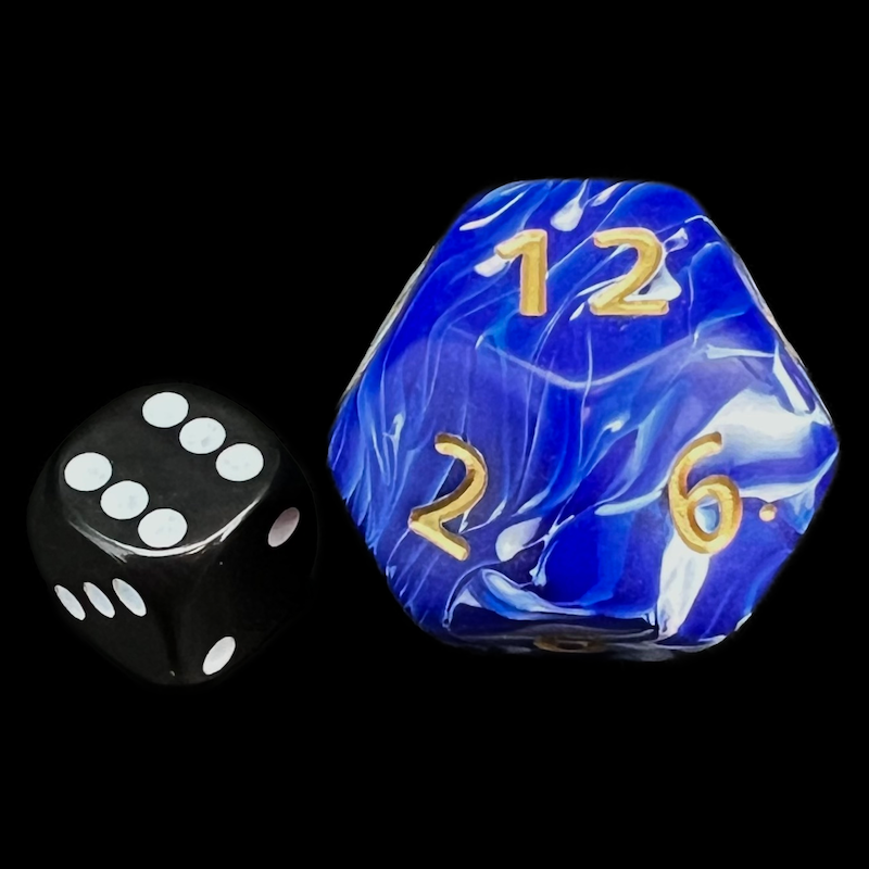 D&G Marble Blue & White JUMBO 34mm D12 Dice
