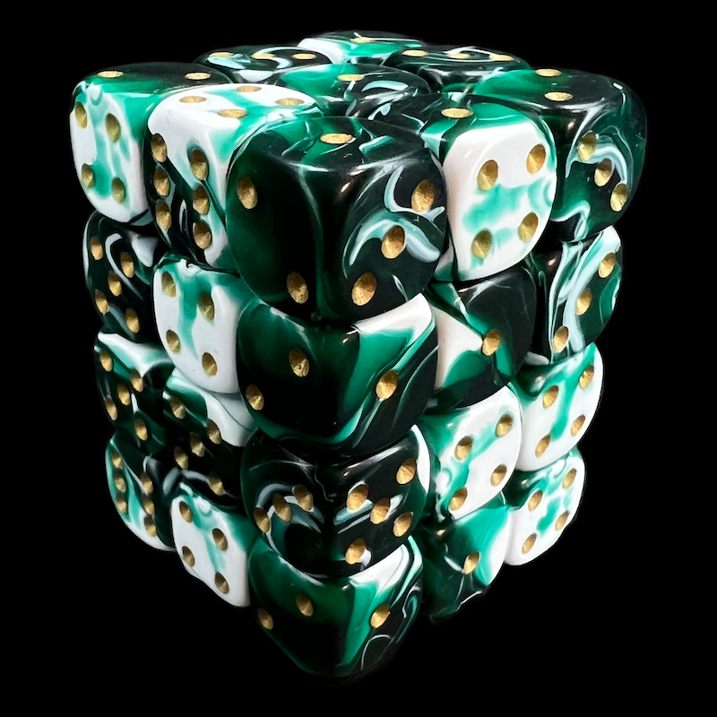 D&G Marble Green & White 36 x D6 Dice Set