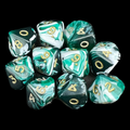D&G Marble Green & White 10 x D10 Dice Set
