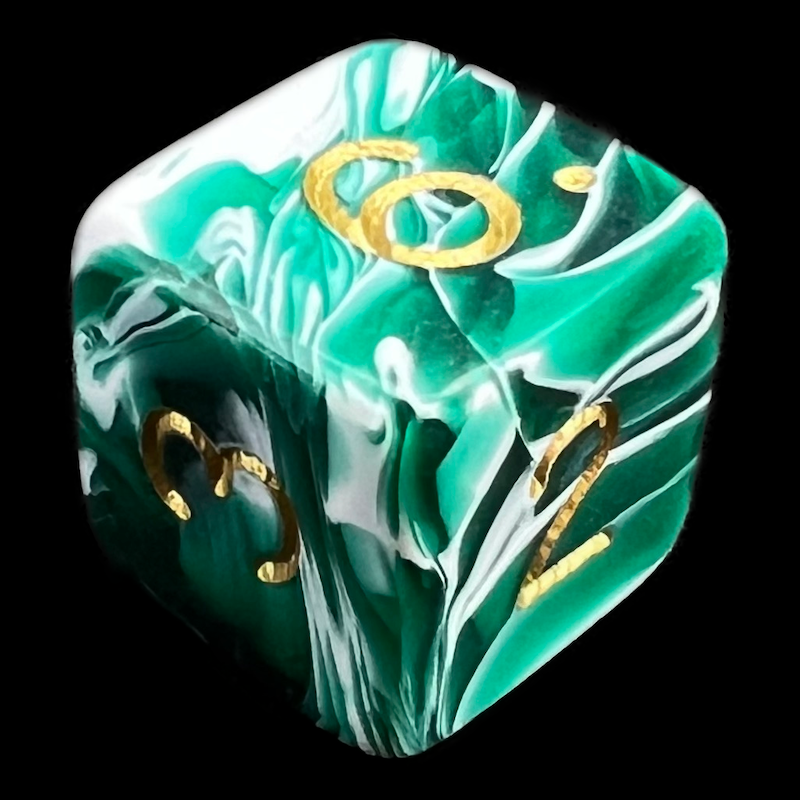 D&G Marble Green & White D6 Dice