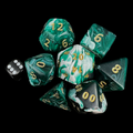D&G Marble Green & White JUMBO 34mm 7 Dice Polyset
