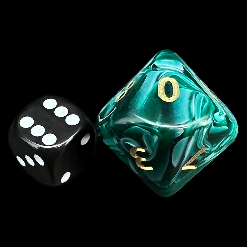 D&G Marble Green & White JUMBO 34mm D10 Dice