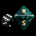 D&G Marble Green & White JUMBO 34mm D8 Dice