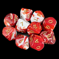 D&G Marble Red & White 10 x D10 Dice Set