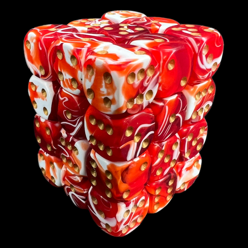 D&G Marble Red & White 36 x D6 Dice Set
