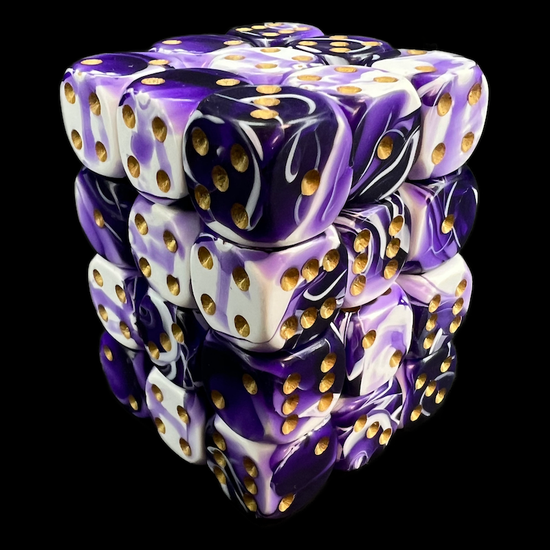 D&G Marble Purple & White 36 x D6 Dice Set