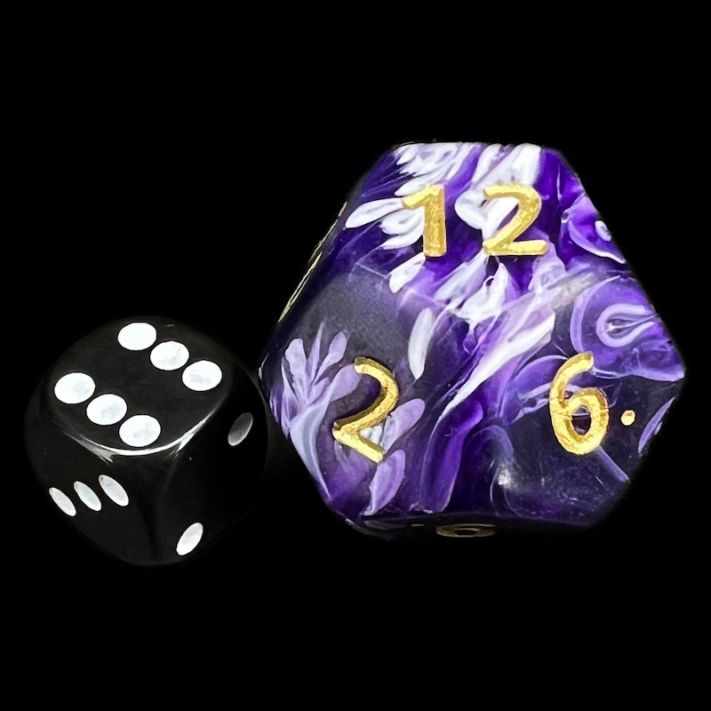 D&G Marble Purple & White JUMBO 34mm D12 Dice
