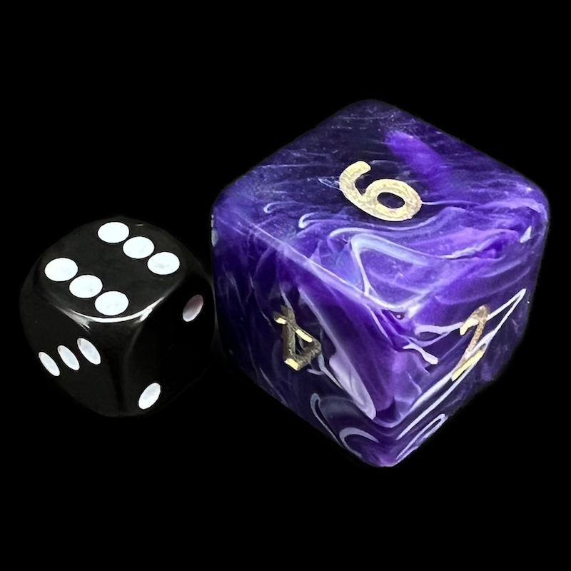 D&G Marble Purple & White JUMBO 34mm D6 Dice