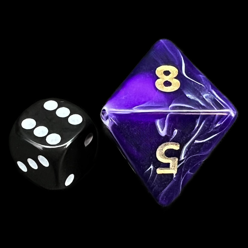 D&G Marble Purple & White JUMBO 34mm D8 Dice