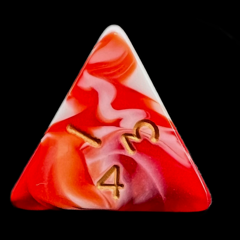 D&G Marble Red & White D4 Dice