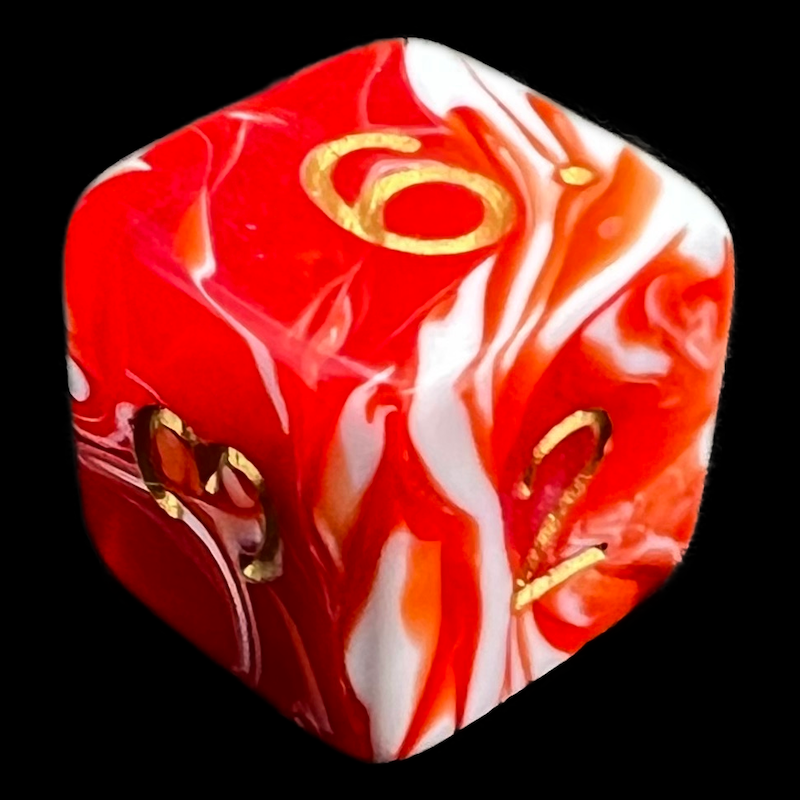 D&G Marble Red & White D6 Dice