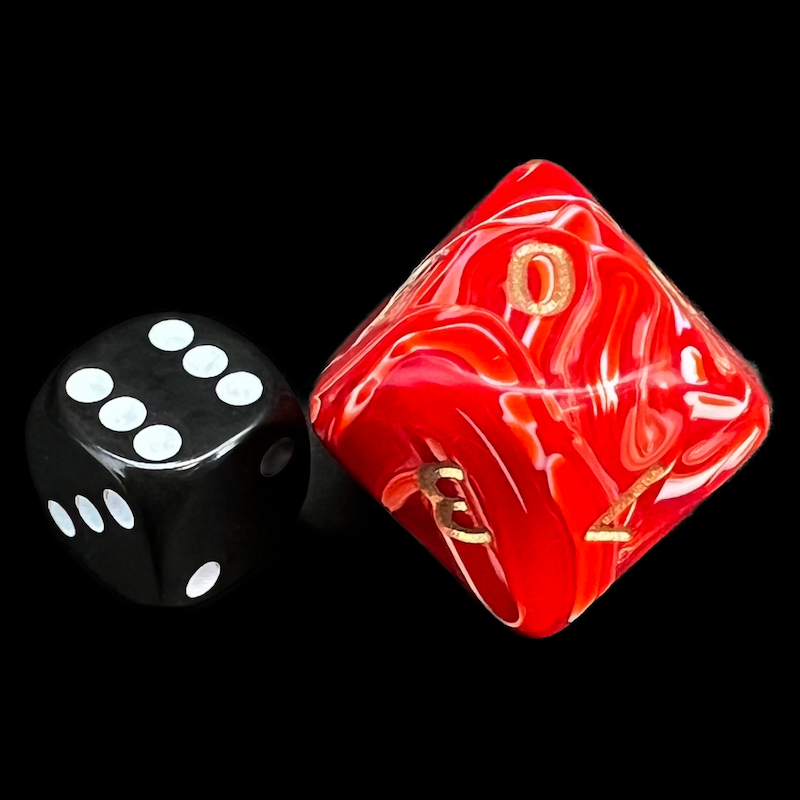 D&G Marble Red & White JUMBO 34mm D10 Dice