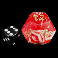 D&G Marble Red & White JUMBO 34mm D12 Dice