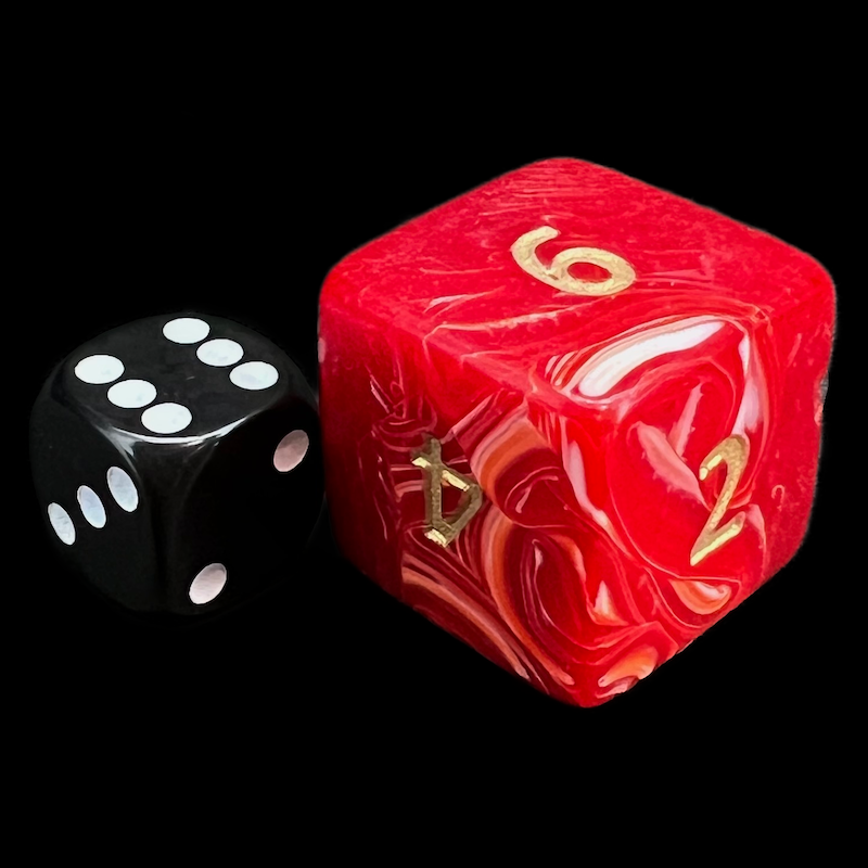 D&G Marble Red & White JUMBO 34mm D6 Dice