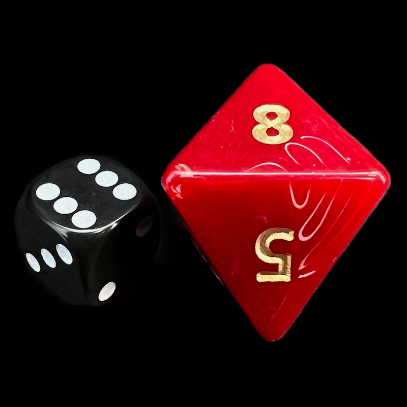 D&G Marble Red & White JUMBO 34mm D8 Dice