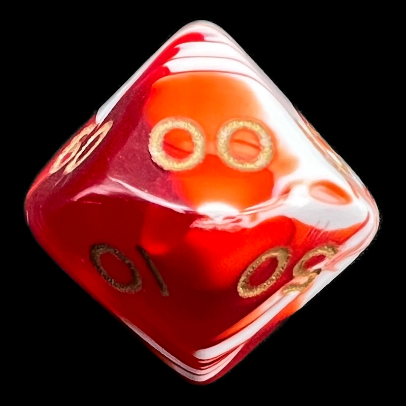 D&G Marble Red & White Percentile Dice