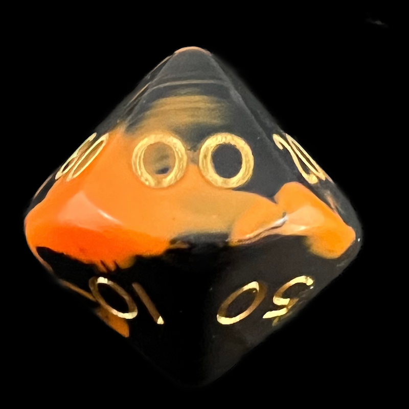 D&G Oblivion Orange & Black Percentile Dice