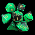 D&G Oblivion Green & Black 7 Dice Polyset