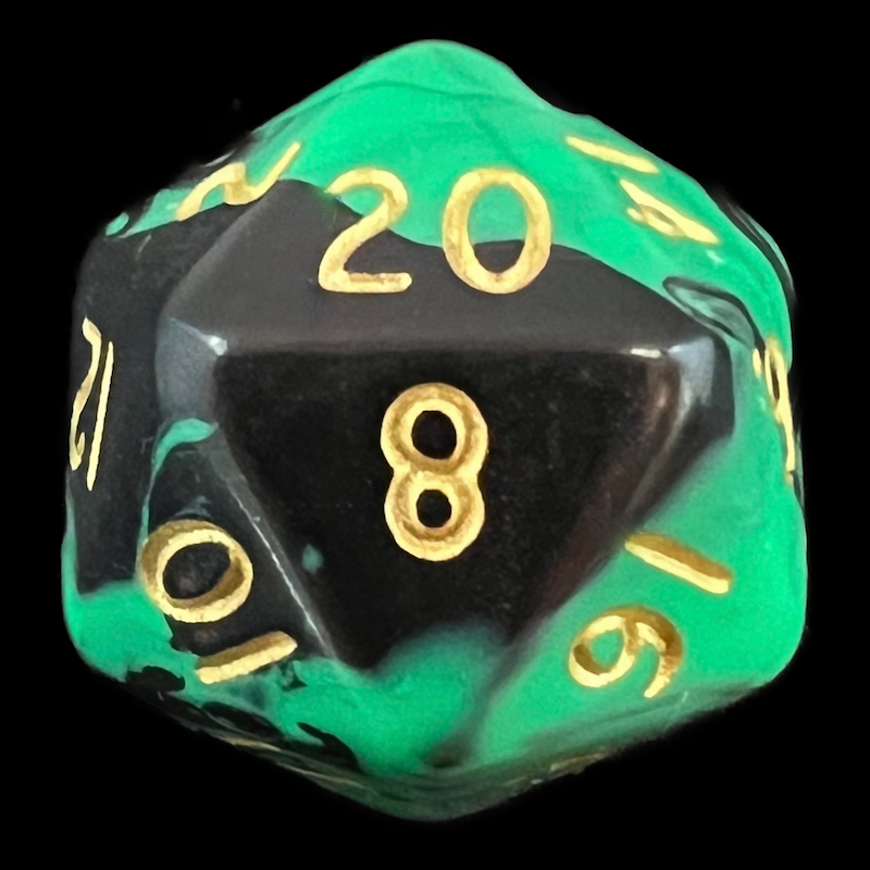 D&G Oblivion Green & Black D20 Dice