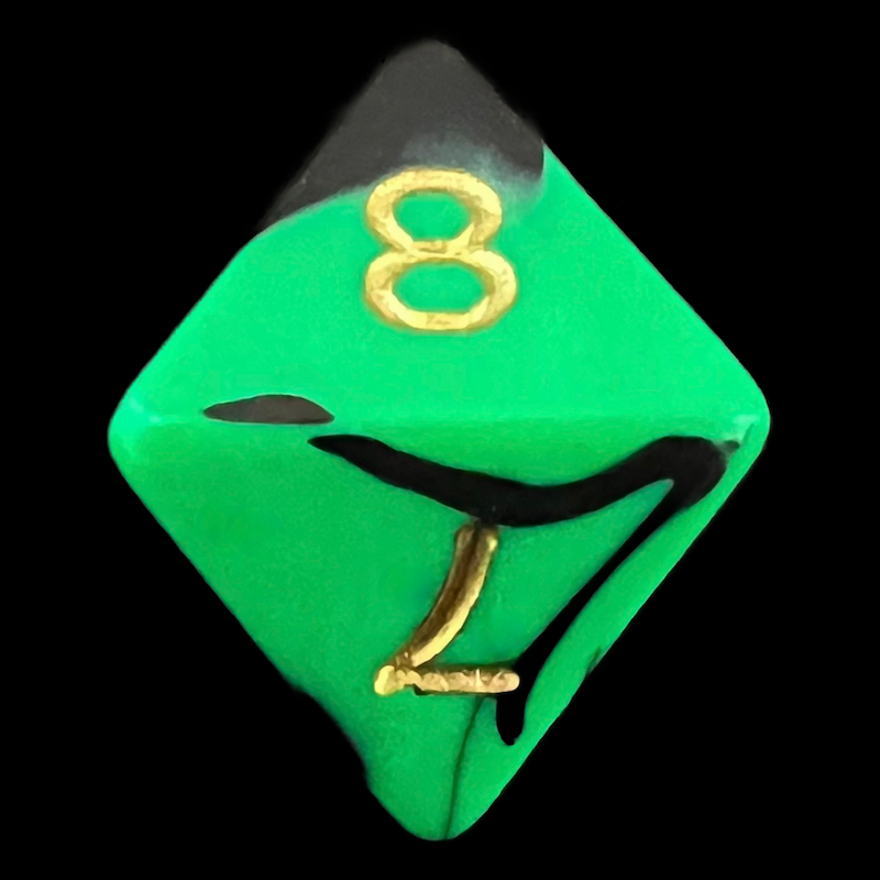 D&G Oblivion Green & Black D8 Dice