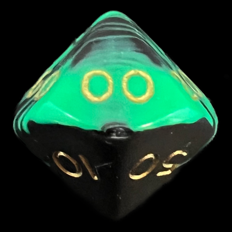 D&G Oblivion Green & Black Percentile Dice