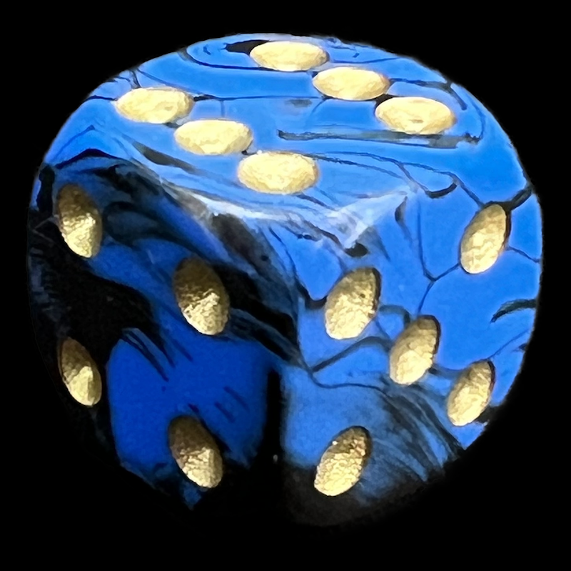 D&G Oblivion Blue & Black 15mm D6 Spot Dice
