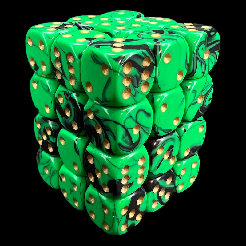 D&G Oblivion Green & Black 36 x D6 Dice Set