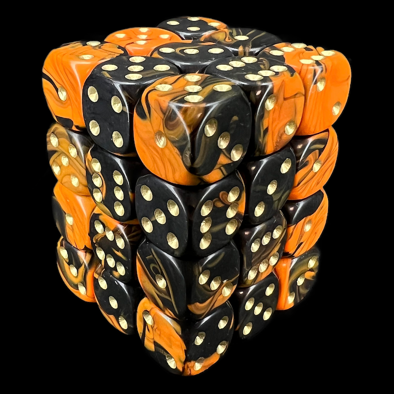 D&G Oblivion Orange & Black 36 x D6 Dice Set