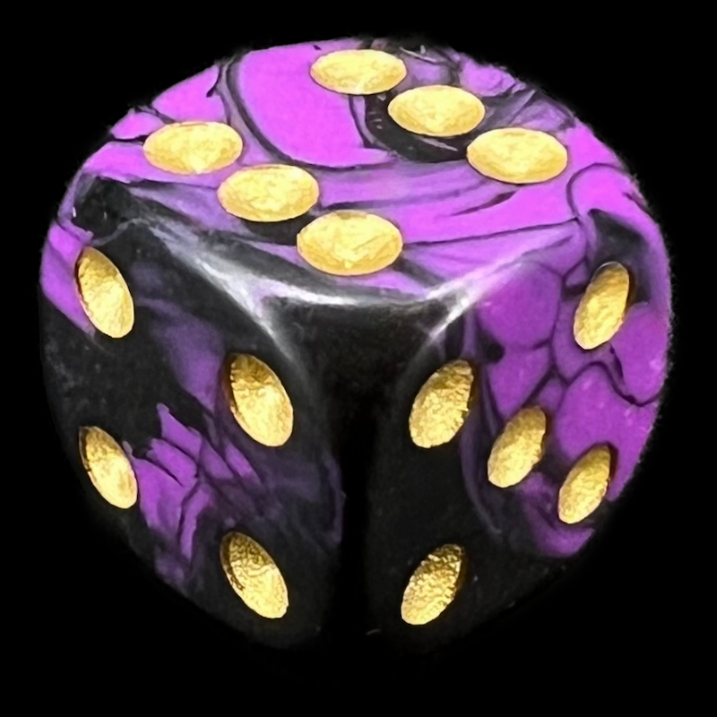 D&G Oblivion Purple & Black 15mm D6 Spot Dice