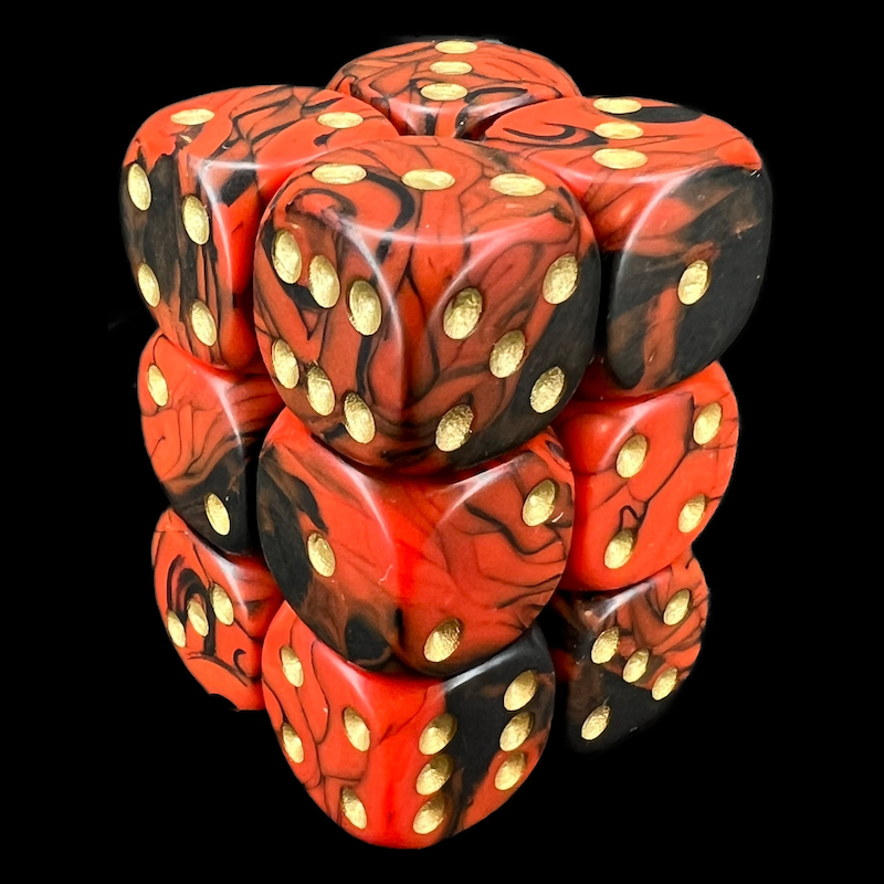 D&G Oblivion Red & Black 12 x D6 Dice Set