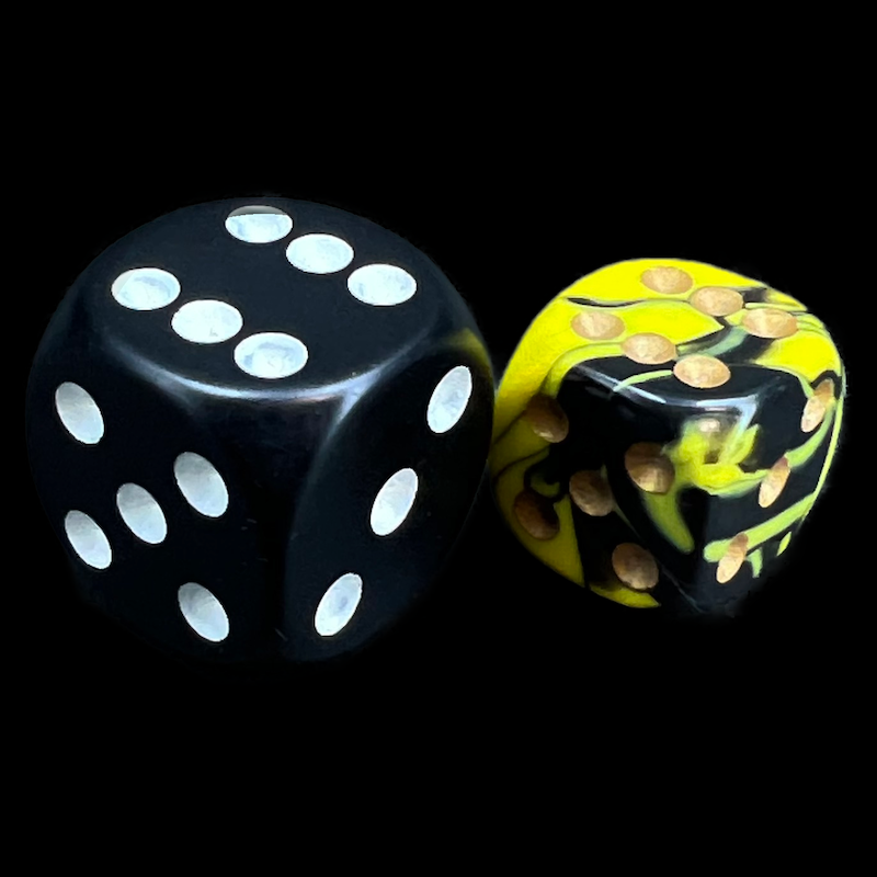 D&G Oblivion Yellow & Black 36 x D6 Dice Set