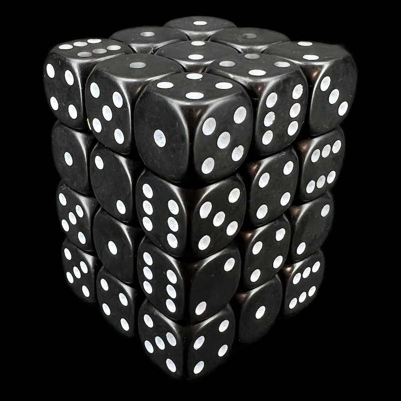 D&G Opaque Black 36 x D6 Dice Set