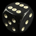 CLEARANCE D&G Opaque Black & Gold 16mm D6 Spot Dice OOP