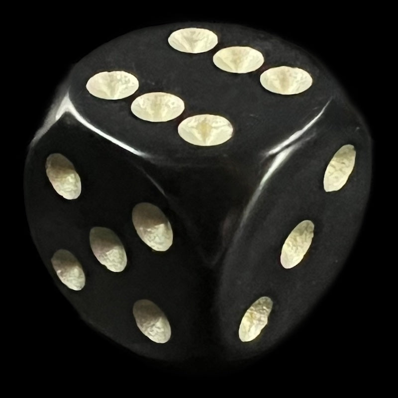 CLEARANCE D&G Opaque Black & Gold 16mm D6 Spot Dice OOP