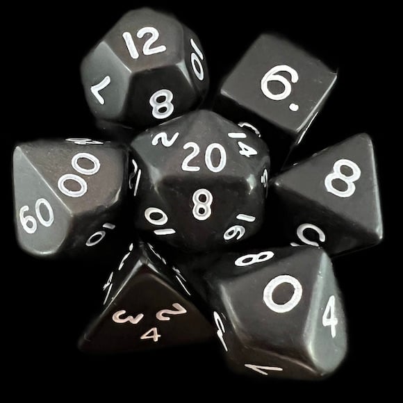 D&G Opaque Black 7 Dice Polyset