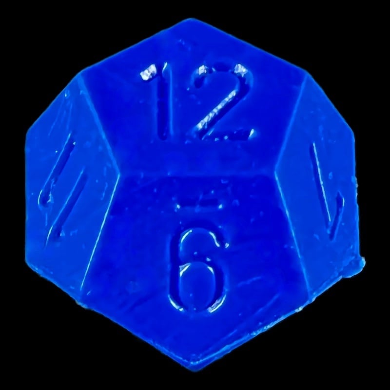 HALF PRICE CLEARANCE D&G Opaque Blue D12 Dice - Unfinished Example Dice