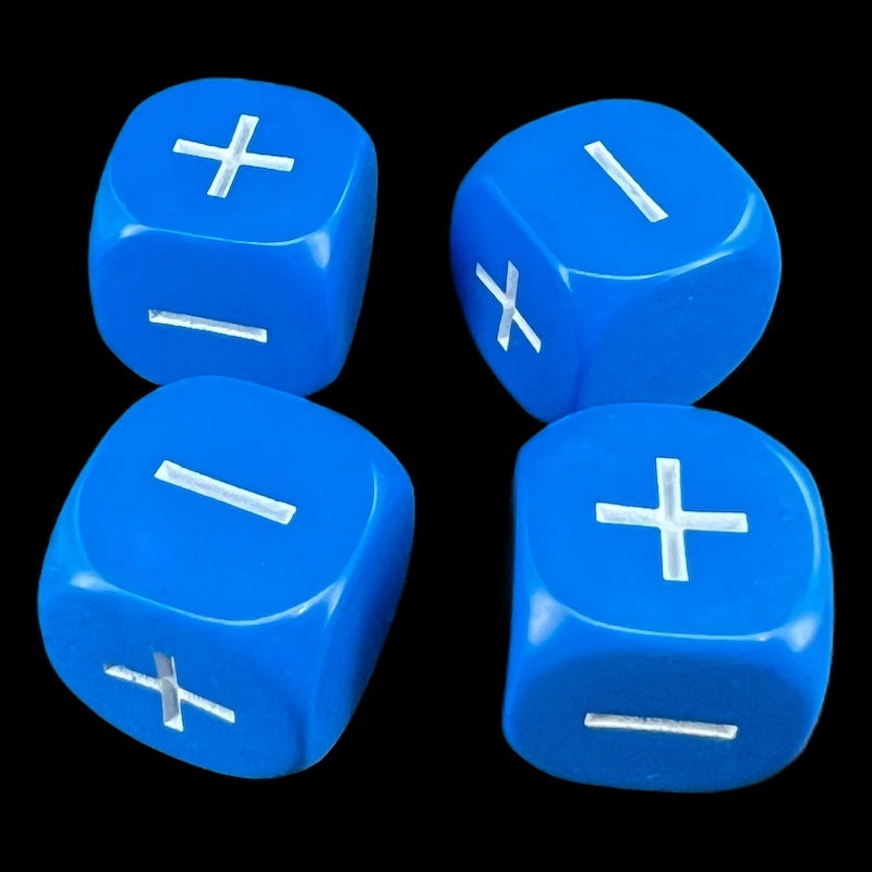 D&G Opaque Blue & White Fudge Fate 4 x D6 Dice Set