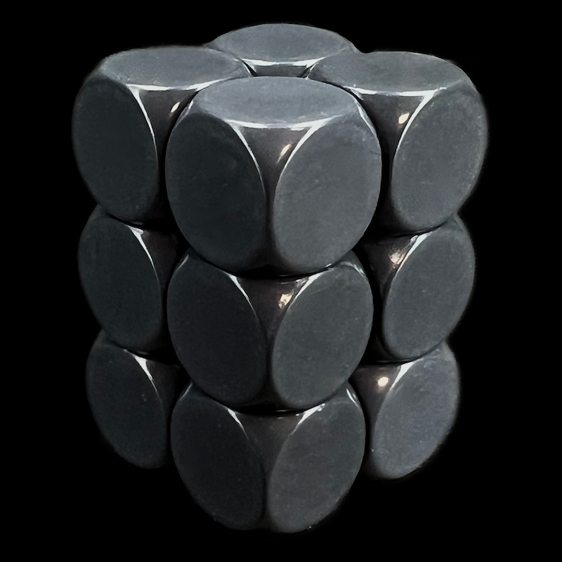 D&G Opaque Blank Graphite 16mm 12 x D6 Dice Set