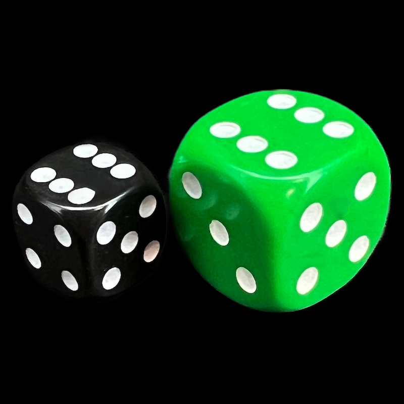 D&G Opaque Green & White JUMBO 22mm D6 Spot Dice