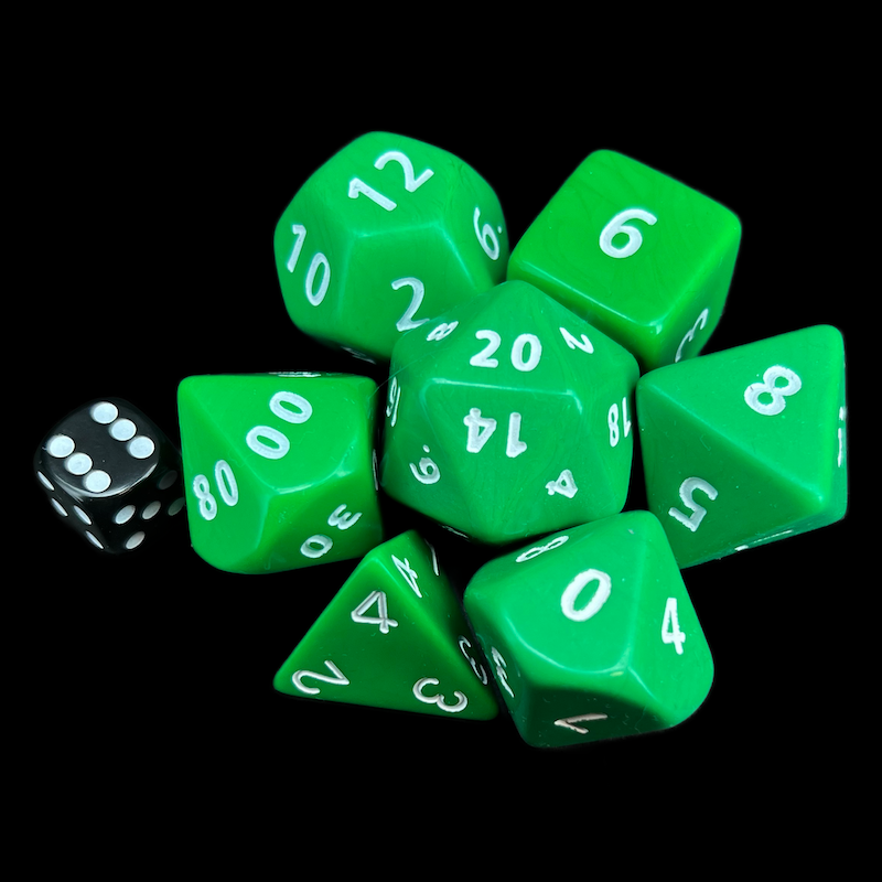 D&G Opaque Green JUMBO 34mm 7 Dice Polyset