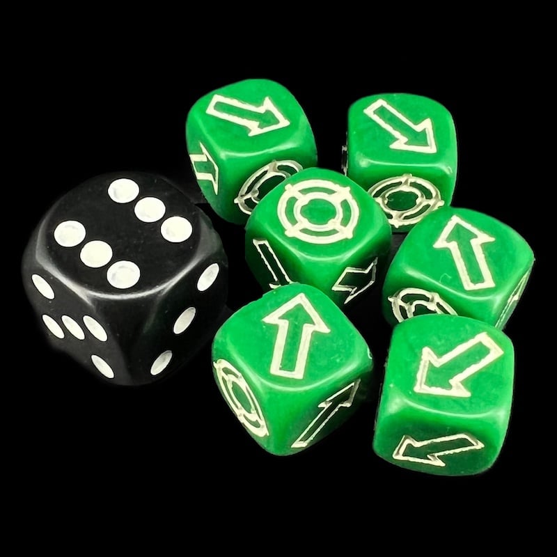 HALF PRICE CLEARANCE D&G Opaque Green Scatter 12mm 6 x D6 Dice Set