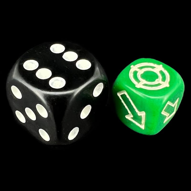 HALF PRICE CLEARANCE D&G Opaque Green Scatter 12mm D6 Dice