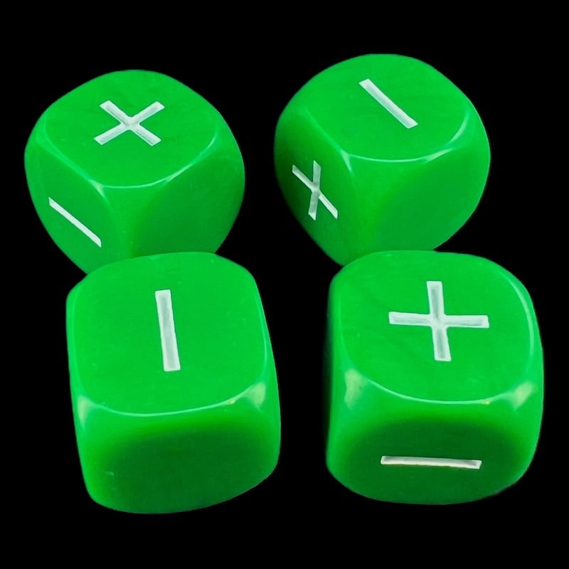 D&G Opaque Green & White Fudge Fate 4 x D6 Dice Set