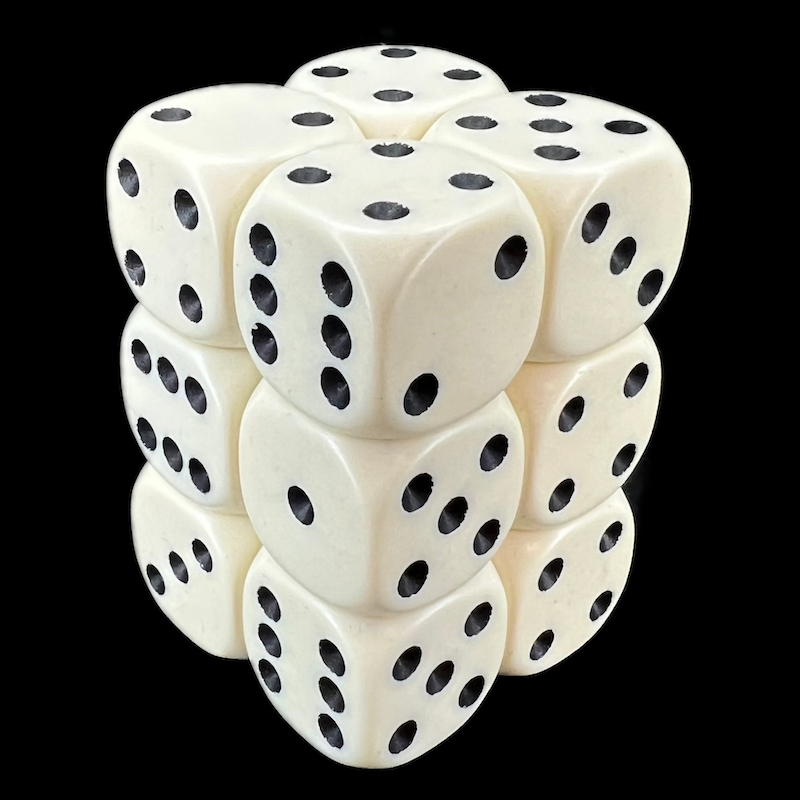 D&G Opaque Ivory 12 x D6 Dice Set