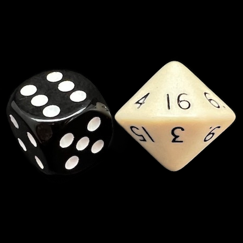 D&G Opaque Ivory & Black D16 Dice