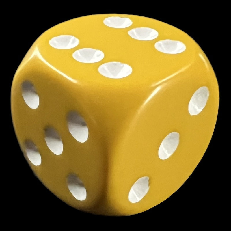 CLEARANCE D&G Opaque Mustard & White 16mm D6 Spot Dice OOP