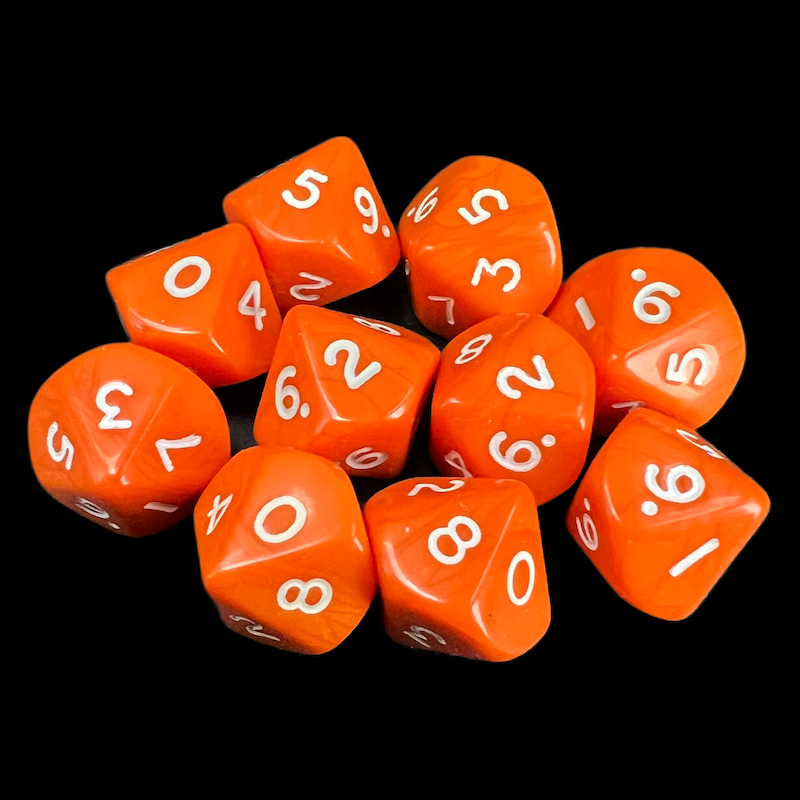 D&G Opaque Orange 10 x D10 Dice Set